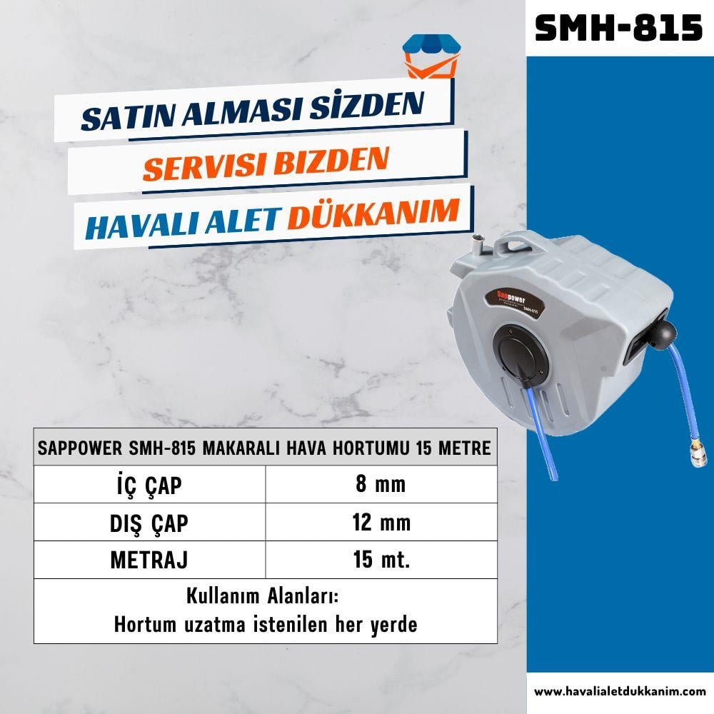 SAPPOWER SMH-815 Makaralı Hava Hortumu 15 metre