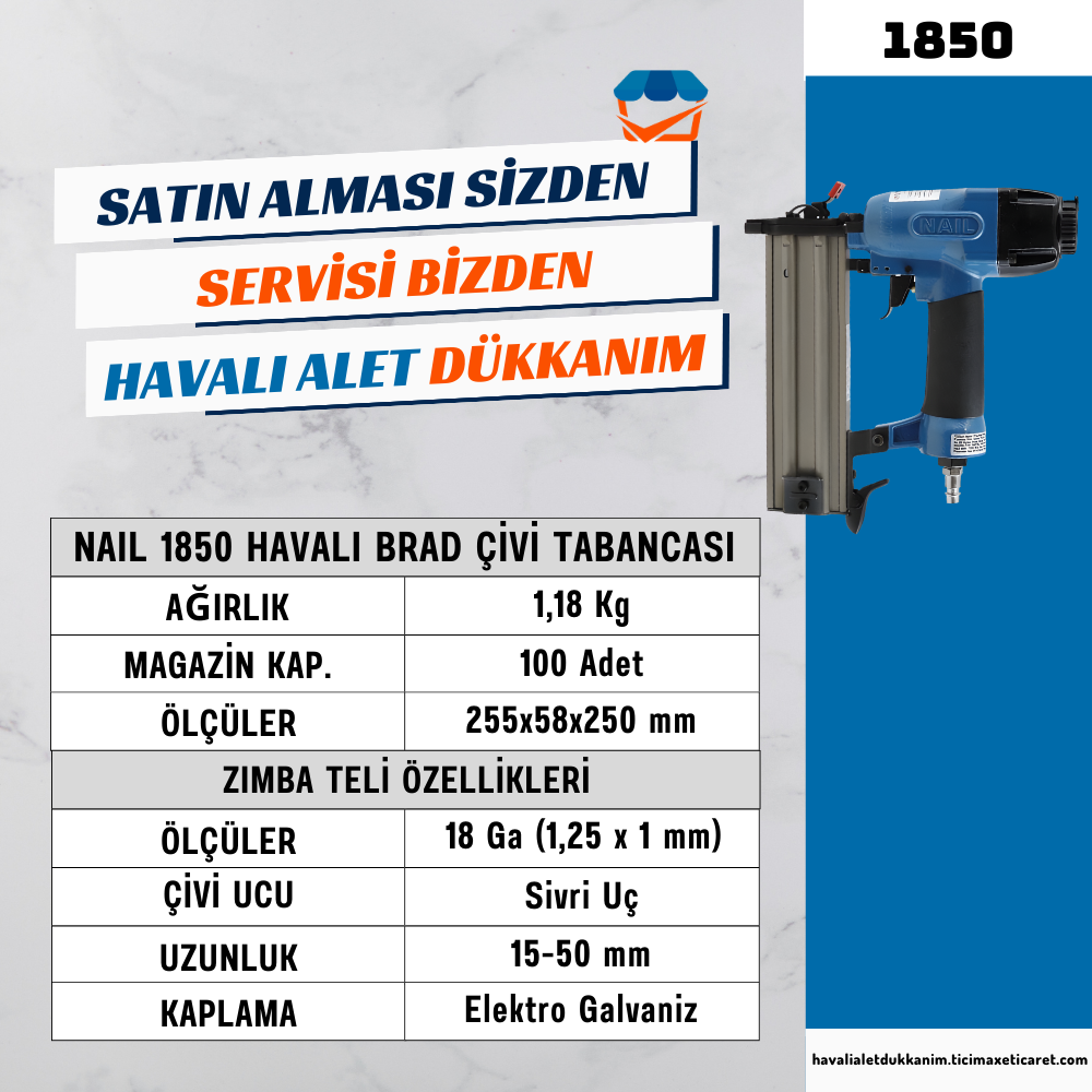 NAIL 1850 Brad Havalı Çivi Tabancası