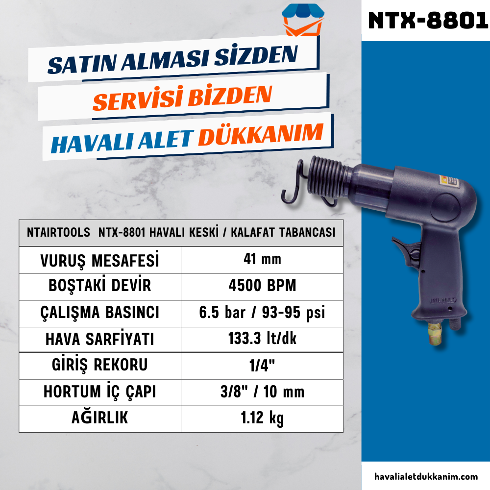 NTAirTools NTX-8801 Havalı Keski / Kalafat Tabancası 150 mm