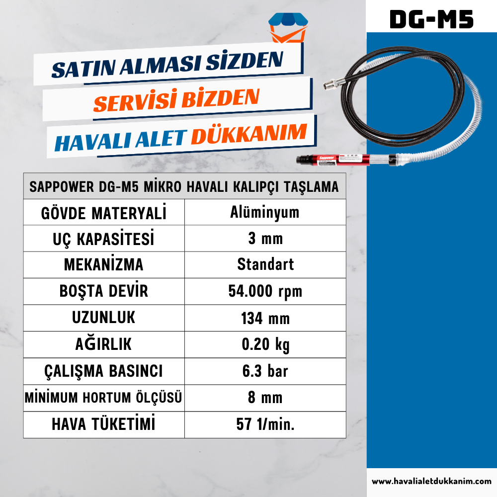 SAPPOWER DG-M5 Mikro Havalı Kalıpçı Taşlama