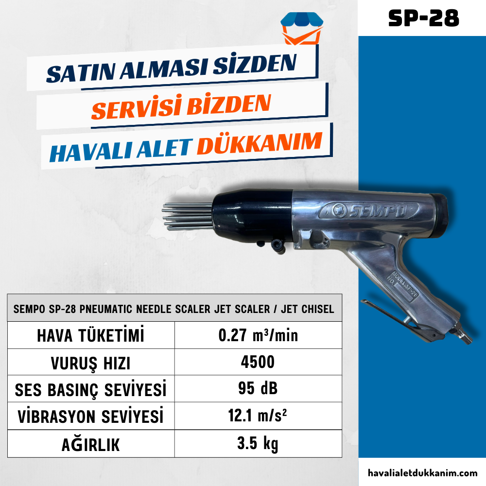 Sempo SP-28 Havalı Çivili Raspa Jet Scaler / Jet Chisel