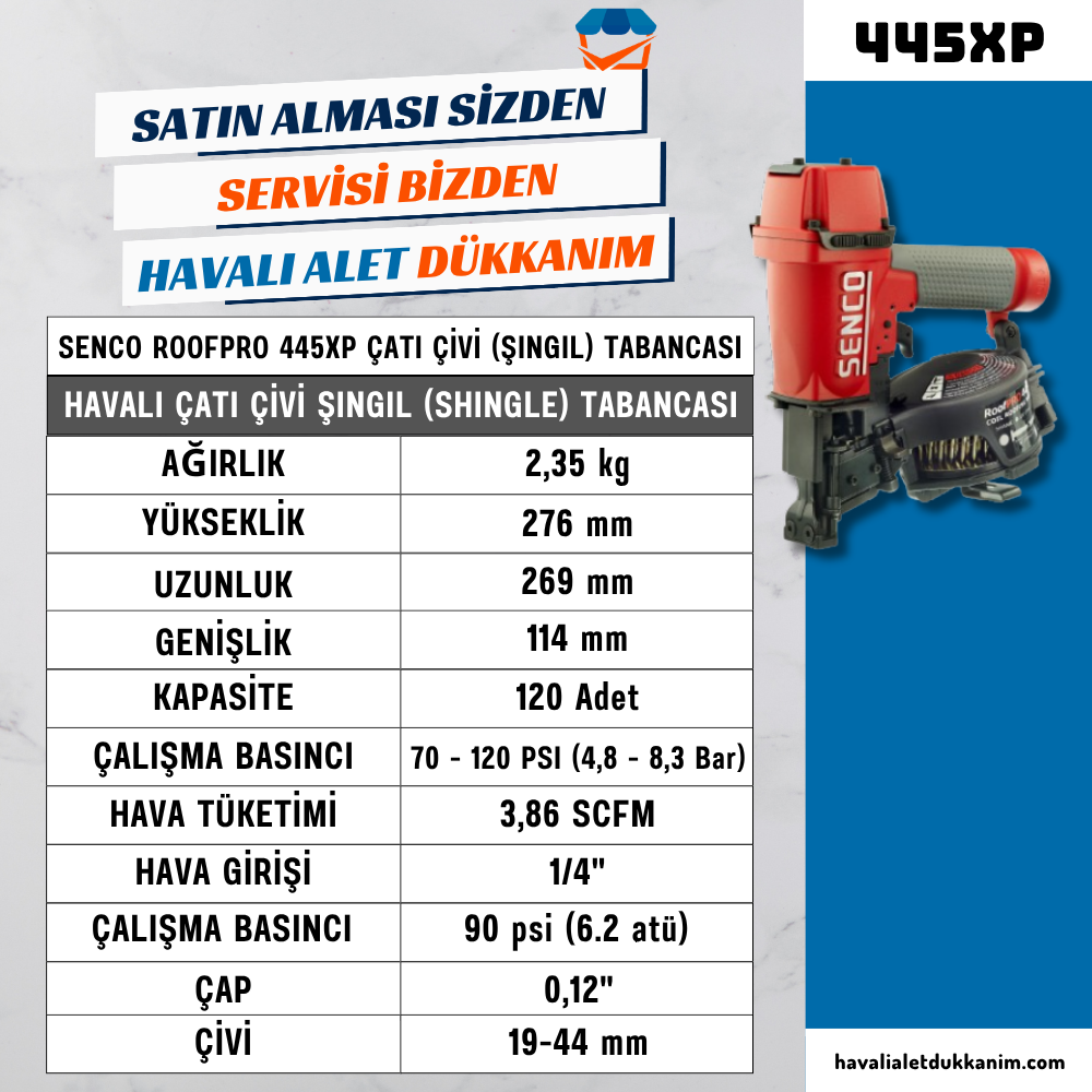 SENCO ROOFPRO 445XP Havalı Çatı Çivi Şıngıl (Shingle) Tabancası 19-44 mm