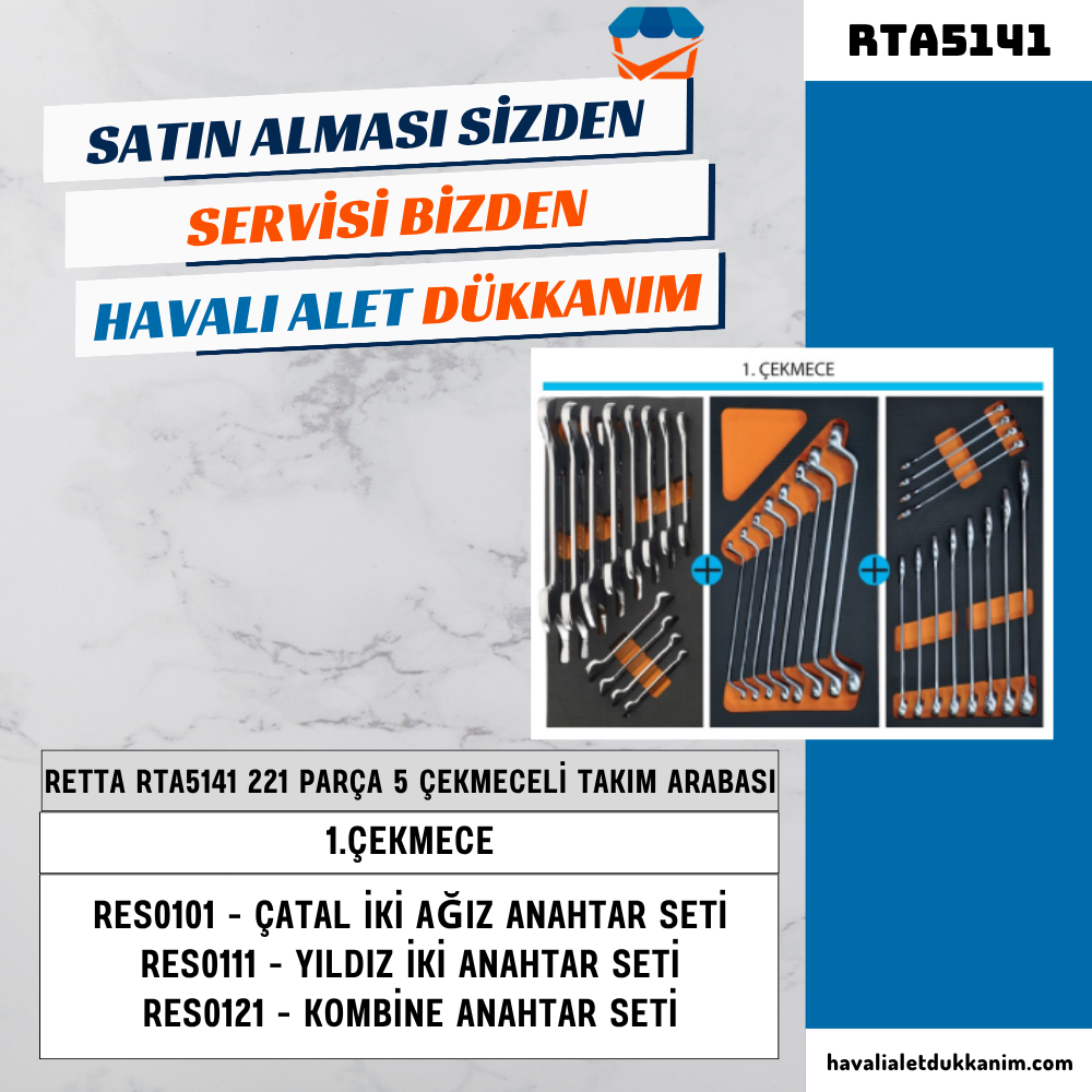 RETTA RTA5141 MONOLINE 221 Parça 5 Çekmeceli Dolu Takım Arabası