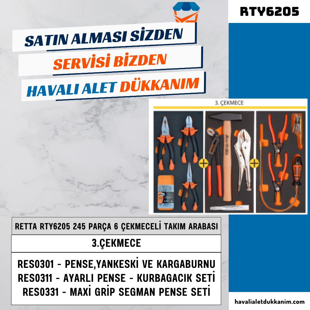 RETTA RTY6205 PROLINE 6 Çekmeceli 245 Parça Takım Arabası