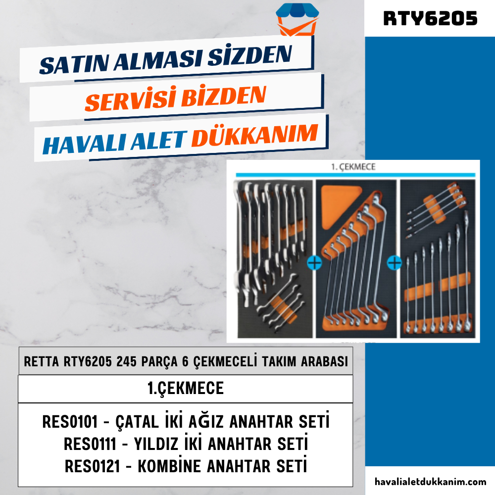 RETTA RTY6205 PROLINE 6 Çekmeceli 245 Parça Takım Arabası