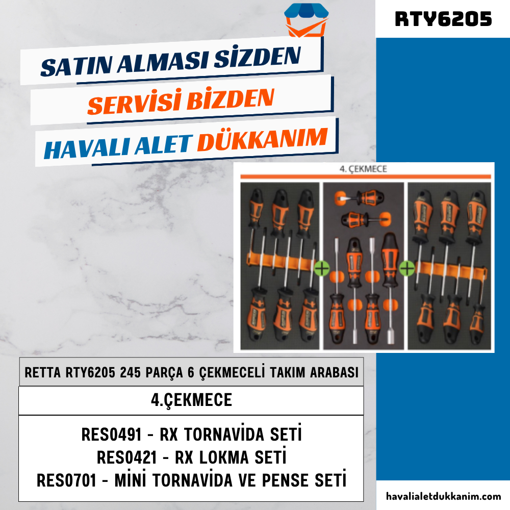 RETTA RTY6205 PROLINE 6 Çekmeceli 245 Parça Takım Arabası