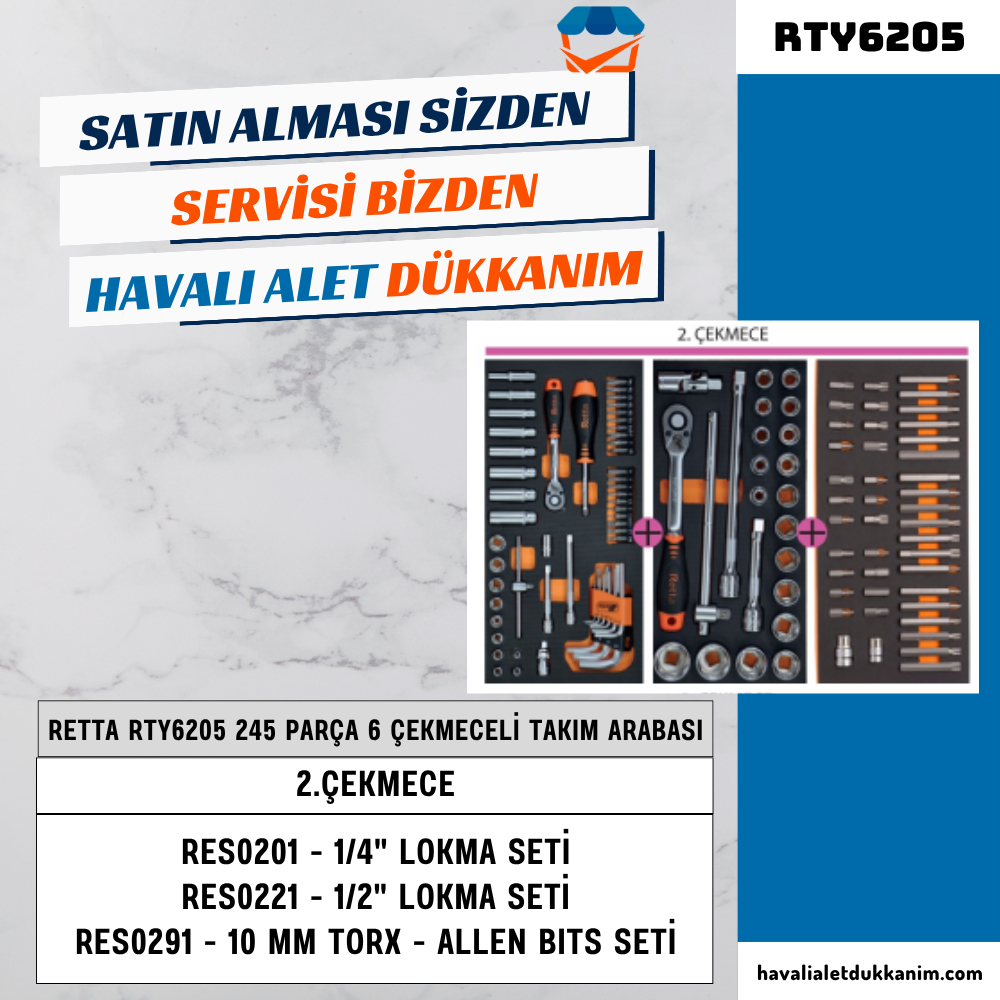RETTA RTY6205 PROLINE 6 Çekmeceli 245 Parça Takım Arabası