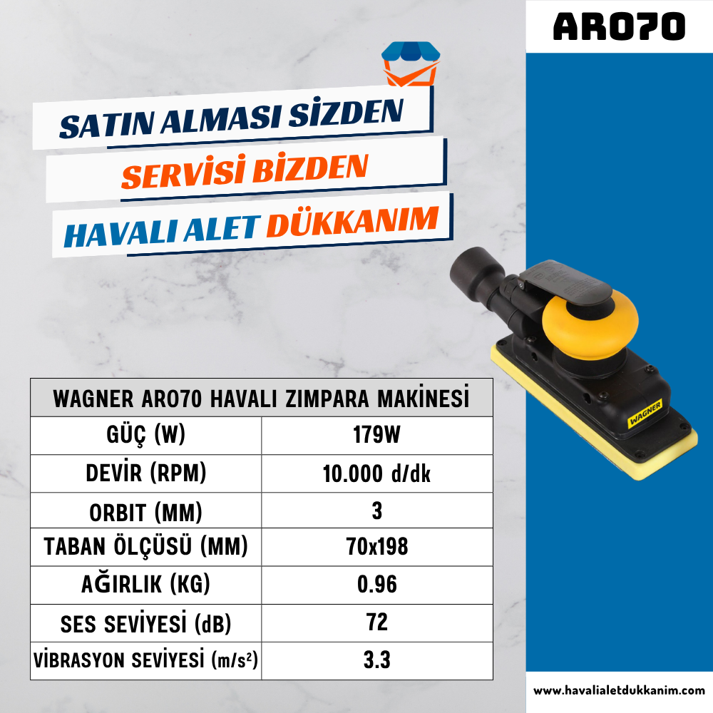 WAGNER ARO70 Havalı Zımpara Makinesi 70x198 mm
