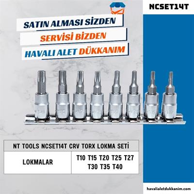 NT Tools NCSET14T CrV Torx Lokma Seti 8 Parça 1/4