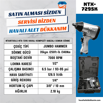 NTAirTools NTX-7295K Havalı Somun Sökme Seti 1/2