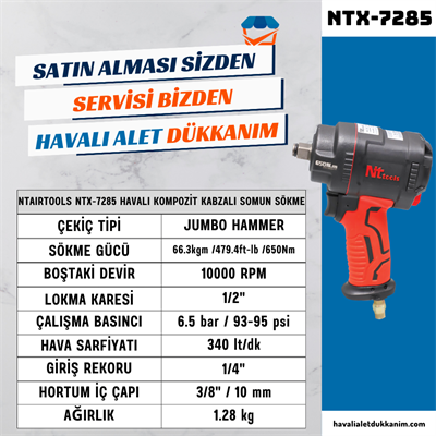 NTAirTools NTX-7285 Havalı Kompozit Kabzalı Somun Sökme 1/2