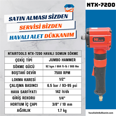 NTAirTools NTX-7200 Havalı Somun Sökme 1/2