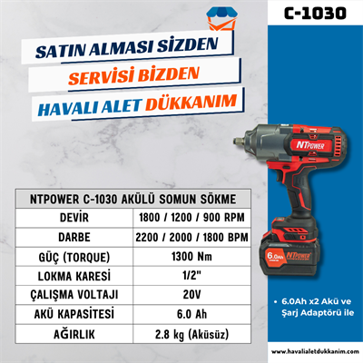 NTPOWER C-1030 Akülü Somun Sökme 1/2