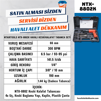 NTAirTools NTX-8802K Havalı Keski/Kalafat Tabanca Seti 190 mm 9 Parça
