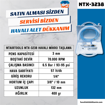 NTAirTools NTX-3238 Havalı Mikro Taşlama 3 mm