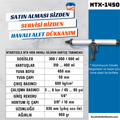 NTAirTools NTX-1450 Havalı Silikon Kartuş Tabancası 450 Ml