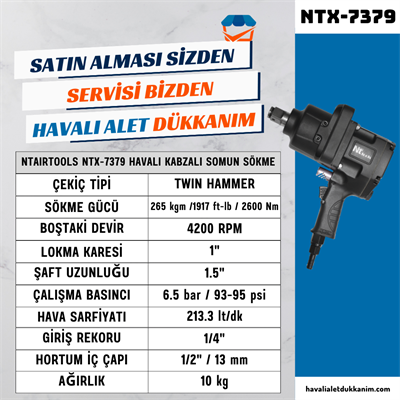NTAirTools NTX-7379 Havalı Kabzalı Somun Sökme 1