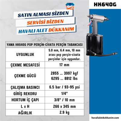 YAMA HK640G Değişebilir Kafalı Pop Perçin ve Civata Perçin Tabancası