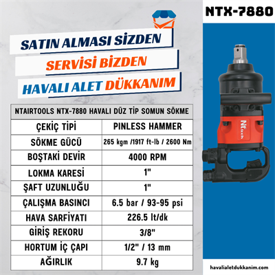 NTAirTools NTX-7880 Havalı Düz Tip Somun Sökme 1
