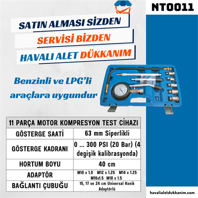 NT Tools NT0011 11 Parça Motor Kompresyon Test Cihazı