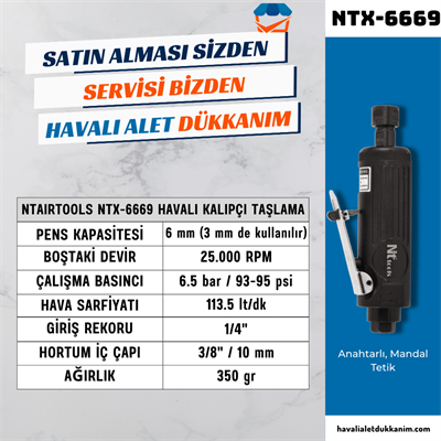 NTAirTools NTX-6669 Havalı Kalıpçı Taşlama 6 mm