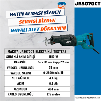 Makita JR3070CT Elektrikli Tilki Kuyruğu Testere