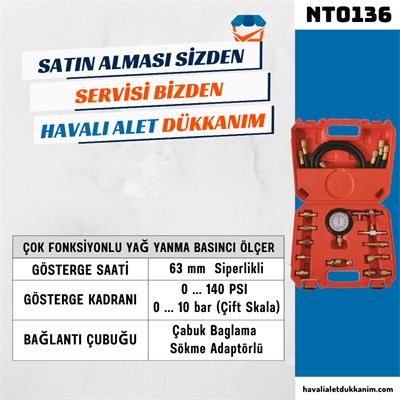 NT Tools NT0136 Çok Fonksiyonlu Yağ Yanma Basıncı Ölçer