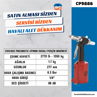 Chicago Pneumatic CP9886 Havalı Perçin Makinesi 5 mm