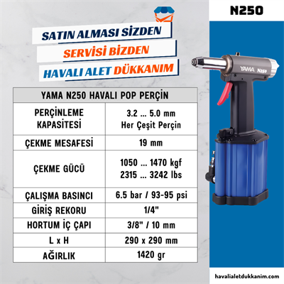 YAMA N250 Havalı Pop Perçin 5.0 mm