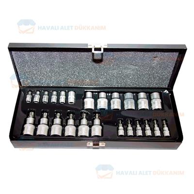 NT Tools NCSET1412E Torx ve E Tipi Torx CrV Bits & Lokma Seti 25 Parça 1/4 ve 1/2