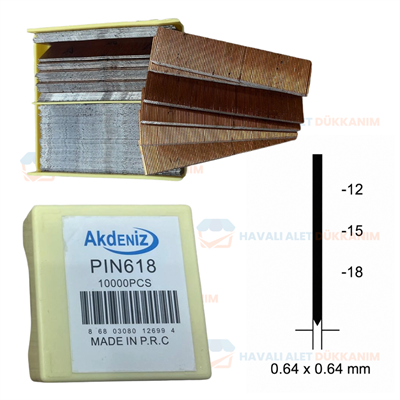 Akdeniz Pin Çivi 23 GA 06x18 mm 10.000 Adet/Kutu