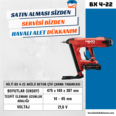 Hilti BX 4-22 Akülü Beton Çivi Çakma Tabancası ve 6000 Adet Çivi