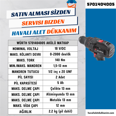 Würth 5701404005 Akülü Matkap