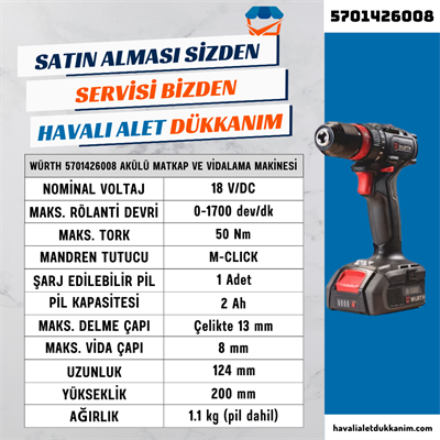 Würth 5701426008 Akülü Matkap ve Vidalama Makinesi