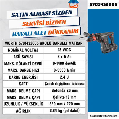Würth 5701432005 Akülü Darbeli Matkap