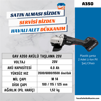 GAV A350 Akülü Taşlama 20V