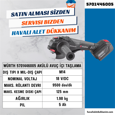 Würth 5701446005 Akülü Avuç İçi Taşlama