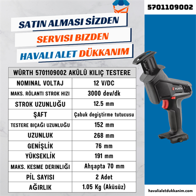 Würth 5701109002 Akülü Kılıç Testere