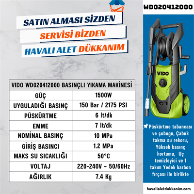 VIDO WD020412000 Basınçlı Yıkama Makinesi 2000W