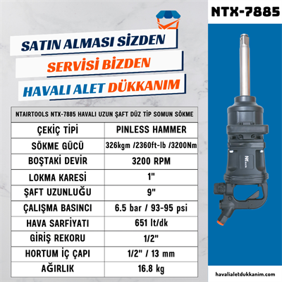 NTAirTools NTX-7885 Havalı Düz Tip Somun Sökme 1