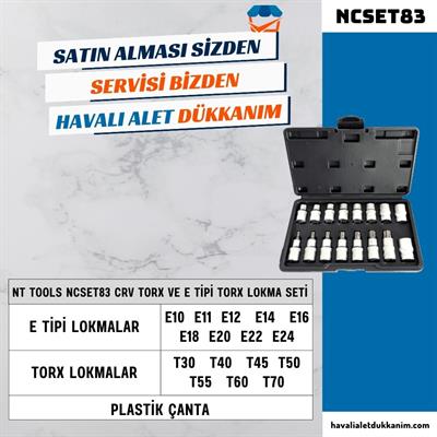 NT Tools NCSET83 CrV Torx ve E Tipi Torx Lokma Seti 16 Parça 1/2