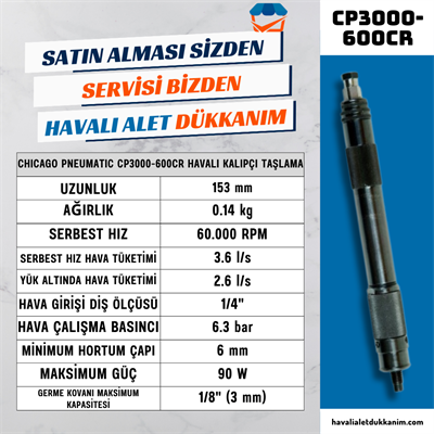 Chicago Pneumatic CP3000-600CR Havalı Kalıpçı Taşlama 1/8