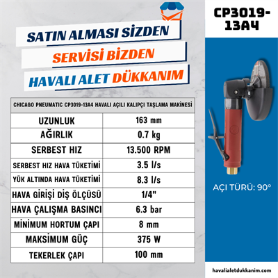 Chicago Pneumatic CP3019-13A4 Havalı Açılı Kalıpçı Taşlama Makinesi 4