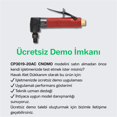 Chicago Pneumatic CP3019-20AC CNOMO Havalı Açılı Kalıpçı Taşlama Makinesi 1/4