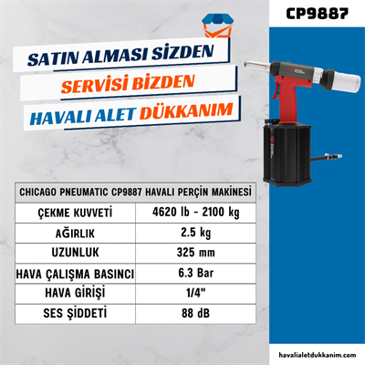 Chicago Pneumatic CP9887 Havalı Perçin Makinesi 7.8 mm