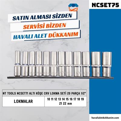 NT Tools NCSET75 Altı Köşe Uzun CrV Lokma Seti 12 Parça 1/2