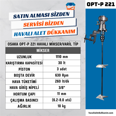 OSAKA OPT-P 221 Havalı Mikser/Varil Tip