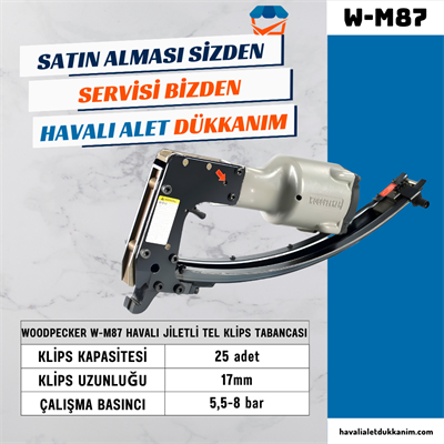 WOODPECKER W-M87 Havalı Jiletli Tel Klips Tabancası