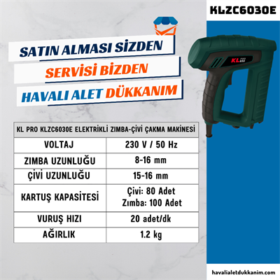 KL PRO KLZC6030E Elektrikli Zımba-Çivi Çakma Makinesi