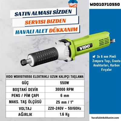 VIDO WD010710550 Elektrikli Uzun Kalıpçı Taşlama 550W